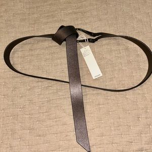 Chico’s (NWT) - Leather Single Strap Tie Belt in Pewter Sz M/L